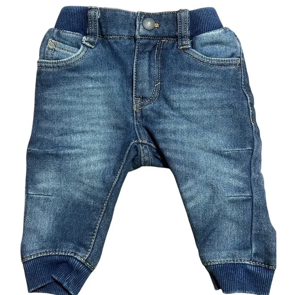 Levi’s baby boys knit denim jogger pants elasticated waistband ribbed cuff 3-6